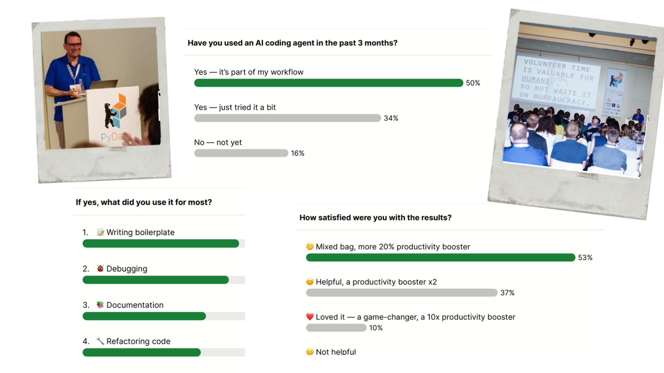 Slide from the talk "How We Automate Chaos" — Agents in productive use