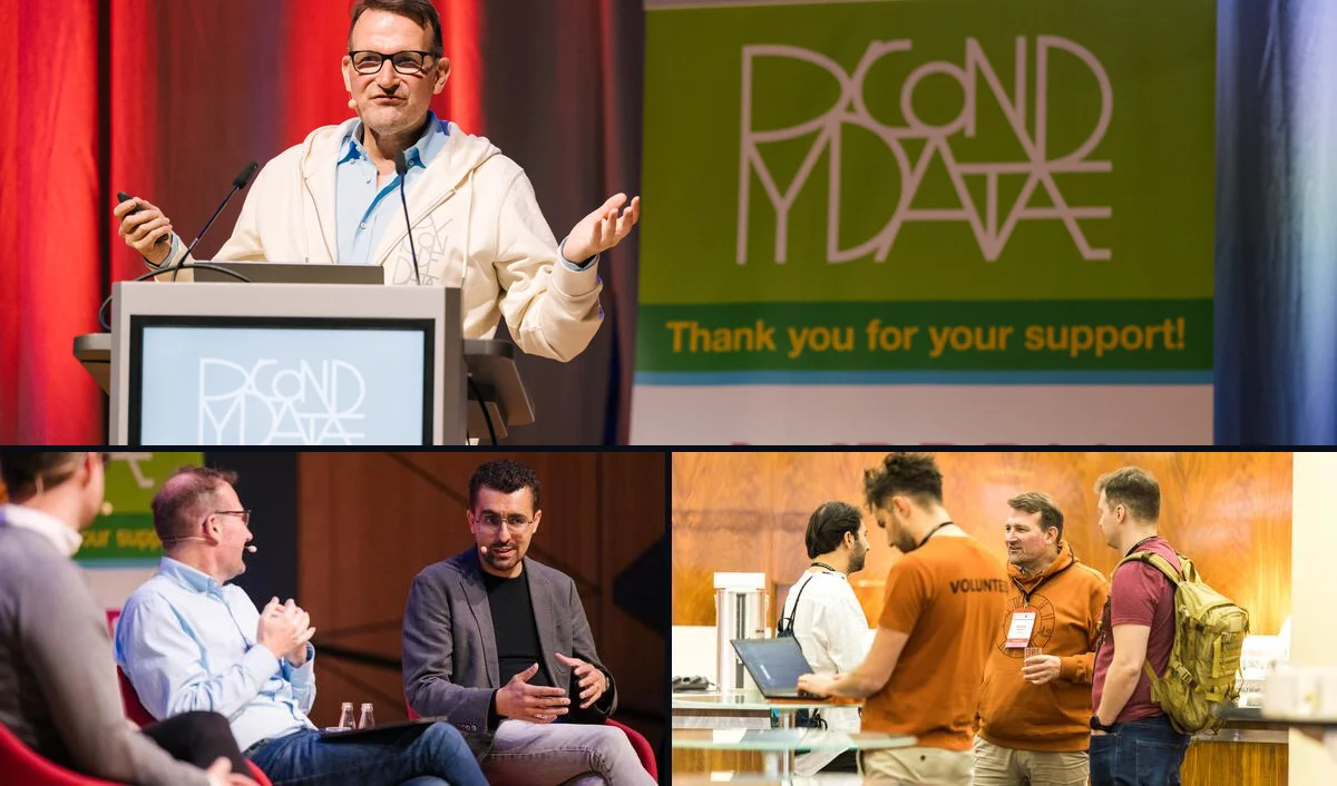 Alexander Hendorf: keynote on a large stage, panel discussion, and networking with developers at international conferences